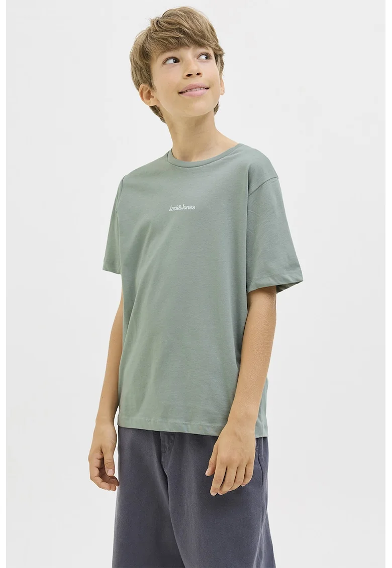 Tricou de bumbac cu imprimeu logo, Verde pal