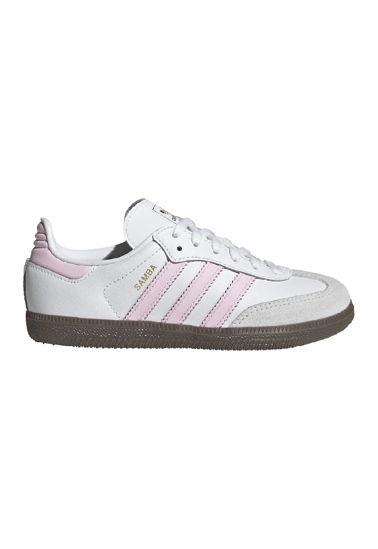 Pantofi sport din piele si piele intoarsa Samba OG, Gri deschis/Alb optic/Roz pal