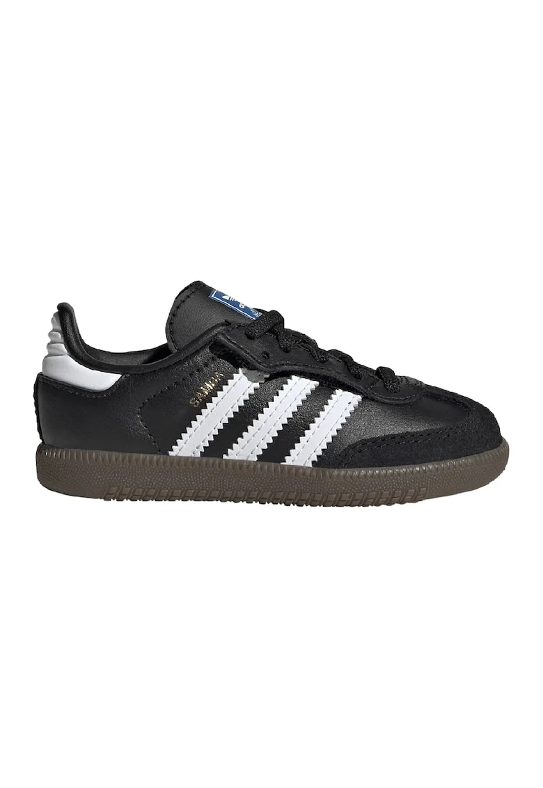 Pantofi sport cu straturi multiple din piele intoarsa Samba, Negru/Alb optic