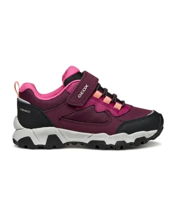 Pantofi sport din material sintetic si textil cu velcro, Negru/Violet tyrian