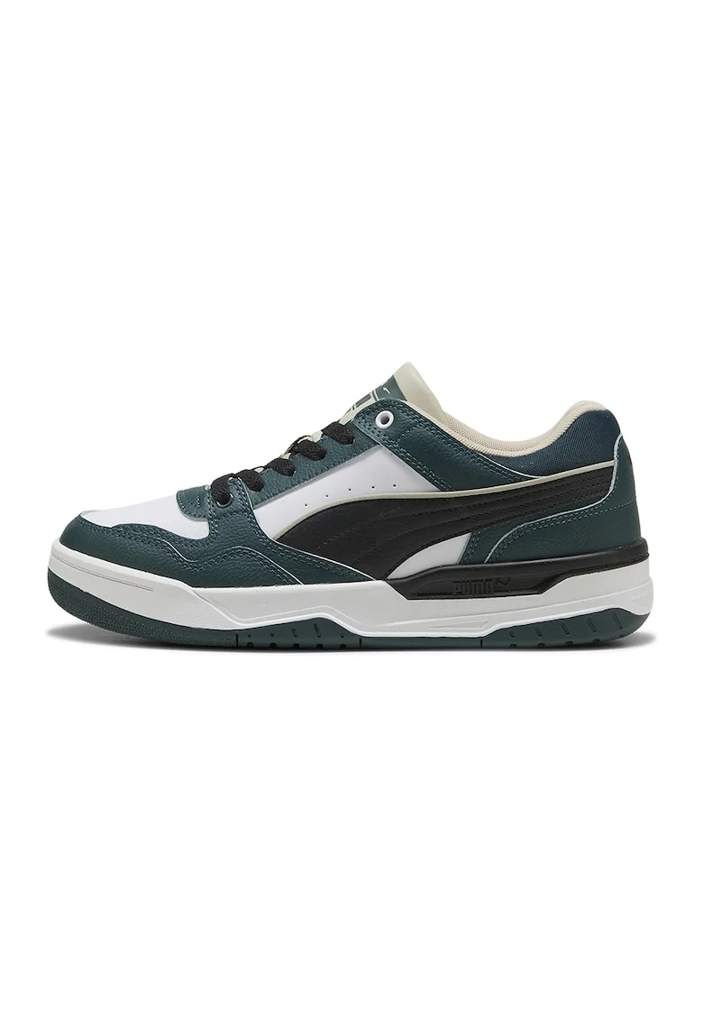 Pantofi sport Rebound de piele si piele ecologica, Alb/Negru/Verde inchis