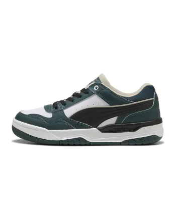Pantofi sport Rebound de piele si piele ecologica, Alb/Negru/Verde inchis