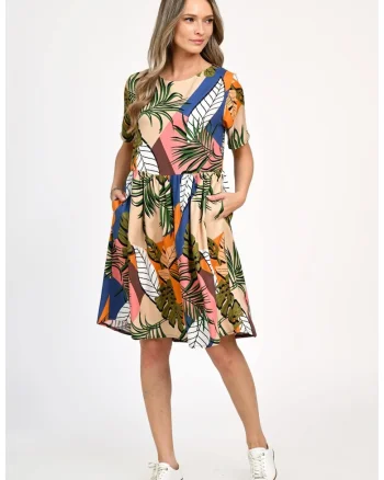 Rochie cu model tropical V343