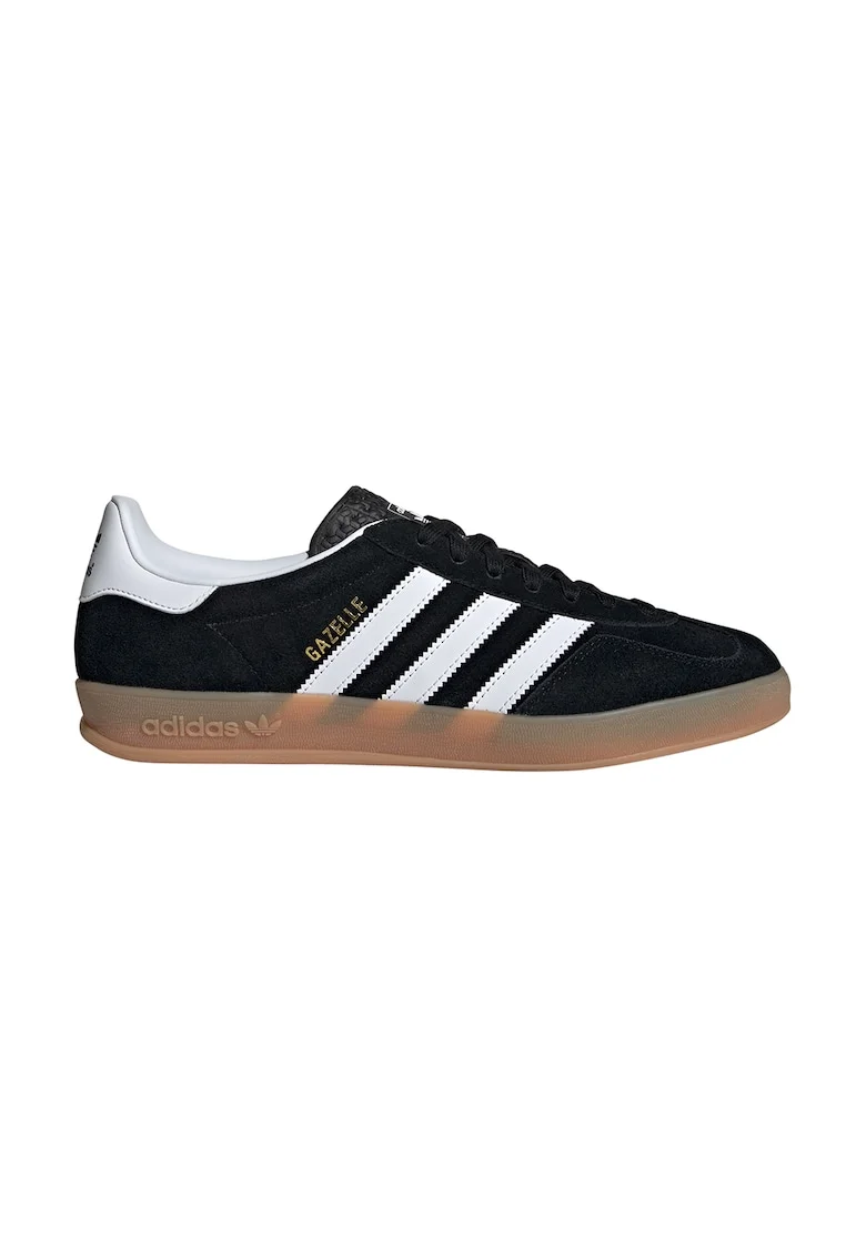 Pantofi sport Gazelle din piele intoarsa cu logo, Negru