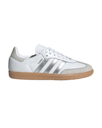 Pantofi sport din piele cu garntiuri din piele intoarsa Samba OG, Alb/Argintiu