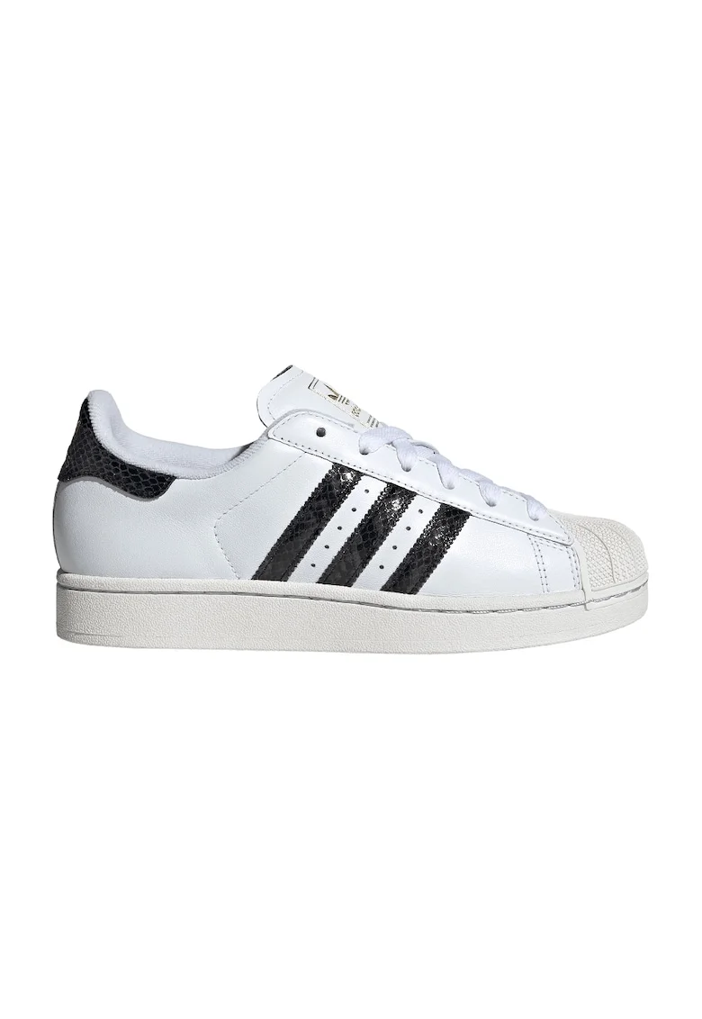 Pantofi sport din piele cu garnitura din material sintetic Superstar II, Alb/Negru