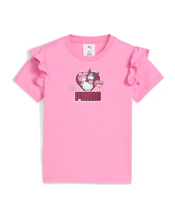 Tricou din bumbac cu volane si imprimeu, Alb/Roz zmeuriu/Roz pastel
