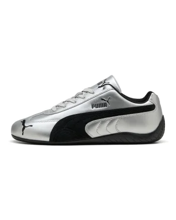 Pantofi sport din piele cu aspect metalizat Speedcat Metallic, Negru/Argintiu