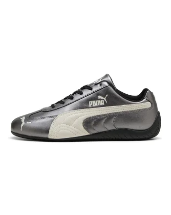 Pantofi sport din piele cu aspect metalizat Speedcat Metallic, Alb fildes/Argintiu inchis