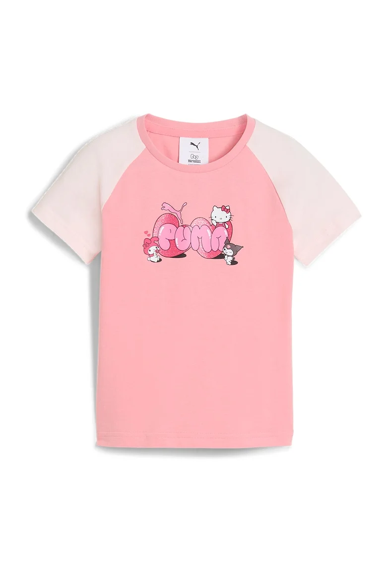 Tricou cu imprimeu Hello Kitty, Alb fildes/Roz pastel