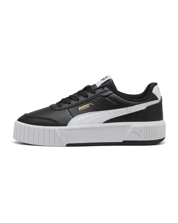 Pantofi sport Carina Mia flatform din piele si piele ecologica, Alb/Negru
