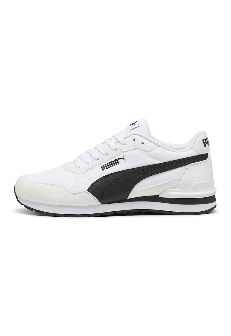 Pantofi sport ST Runner v4 NL din material textil cu insertii de piele ecologica, Negru stins/Alb murdar