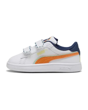 Pantofi sport Smash 3.0 Playdate V de piele ecologica cu barete velcro, Portocaliu/Alb optic