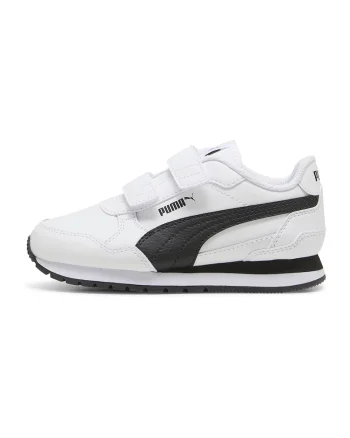 Pantofi sport ST Runner v4 cu inchidere velcro, Negru/Alb optic