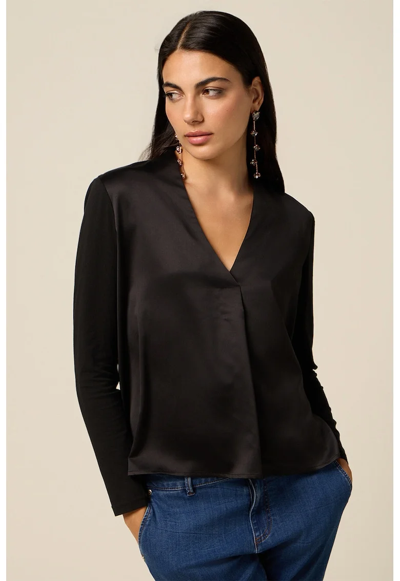 Bluza cu decolteu in V, Negru