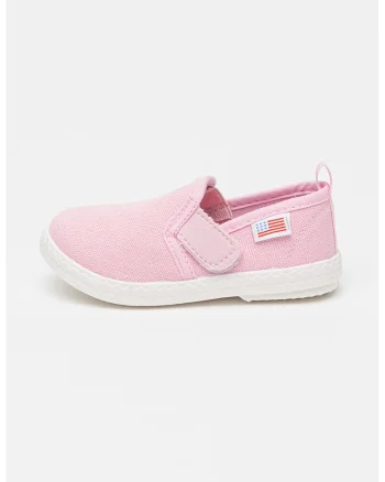 Tenisi din material textil cu inchidere velcro, Roz deschis