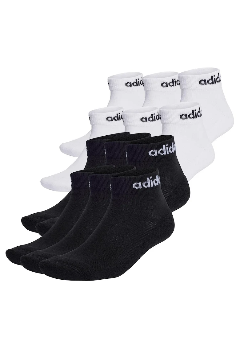 Set de sosete unisex pana la glezna -12 perechi, Alb/Negru
