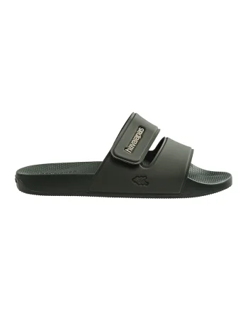 Papuci unisex cu detaliu logo, Verde stins