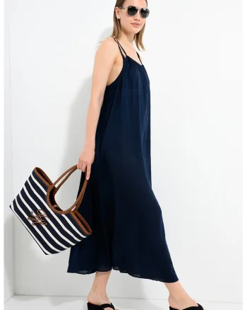 Rochie cu model uni pentru plaja, Bleumarin