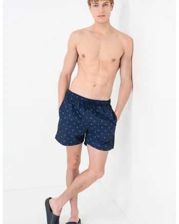 Pantaloni scurti de baie cu imprimeu, Bleumarin