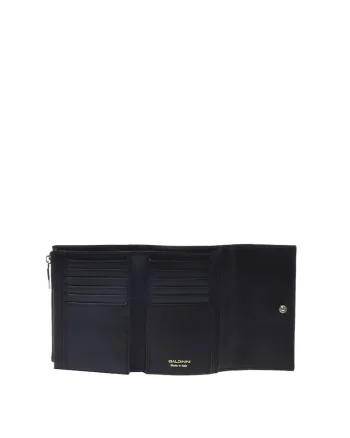 Portofel de piele cu animal print, Negru