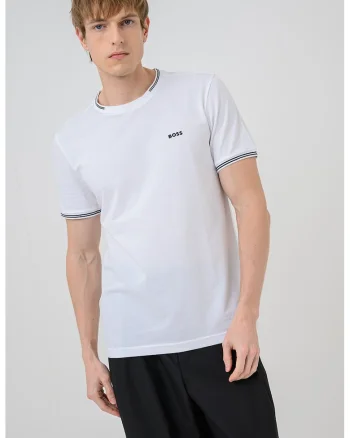 Tricou regular fit cu decolteu la baza gatului Taul, Alb murdar