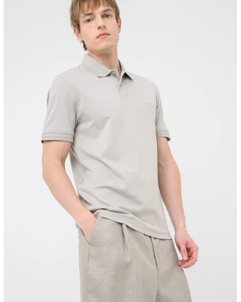 Tricou polo regular-fit cu logo brodat, Grej