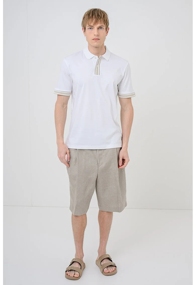 Tricou polo cu detalii contrastante Parlay, Alb optic