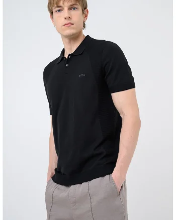 Tricou polo cu detalii striate Momentum Lite, Negru