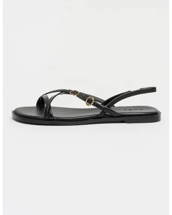 Sandale slingback din piele Amaryl, Negru