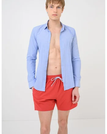 Pantaloni scurti de baie cu talie ajustabila Tio, Rosu inchis