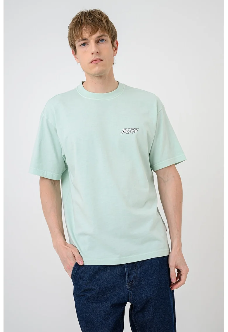 Tricou cu logo si decolteu la baza gatului Surfwash, Verde menta