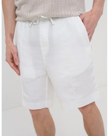 Pantaloni scurti din amestec de in Cino, Alb