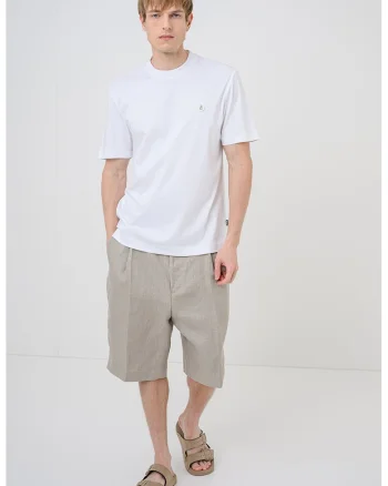 Tricou cu decolteu rotund Taut, Alb optic