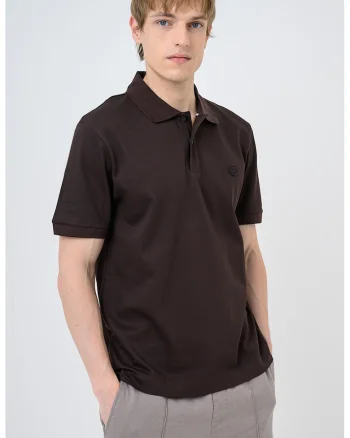 Tricou polo de bumbac Parris, Maro inchis