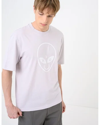 Tricou de bumbac cu imprimeu Nalien, Lila