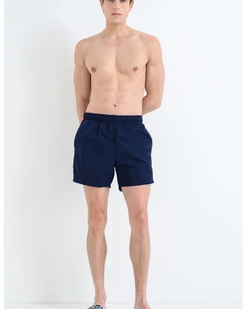 Pantaloni scurti de baie cu buzunar pe partea din spate, Bleumarin