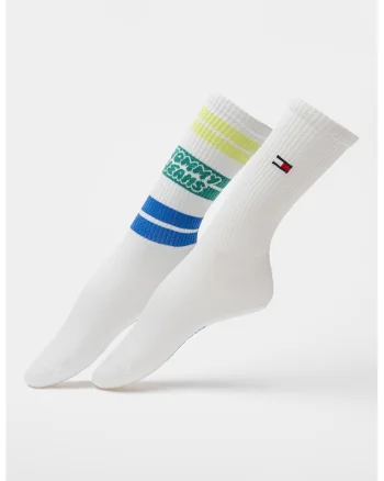 Set de sosete lungi unisex cu logo - 2 perechi, Alb optic/Verde lime/Verde irlandez/Bleumarin
