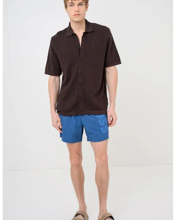 Pantaloni scurti de baie cu imprimeu logo Octopus, Albastru
