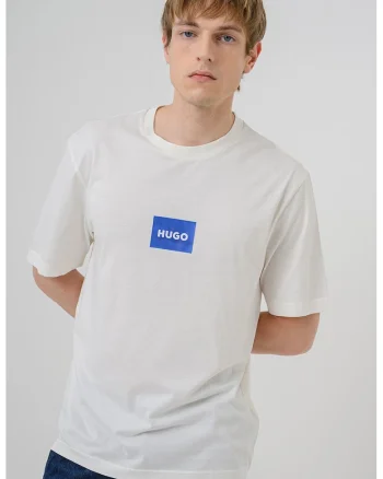 Tricou cu aplicatie logo Nayonix, Alb fildes