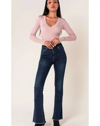 Blugi Dama Evazati BoatCut  Albastru Inchis P218-2A M10 17029, Albastru inchis