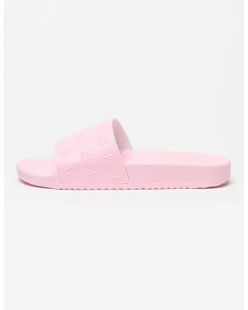 Papuci cu logouri in relief Timein, Roz pastel