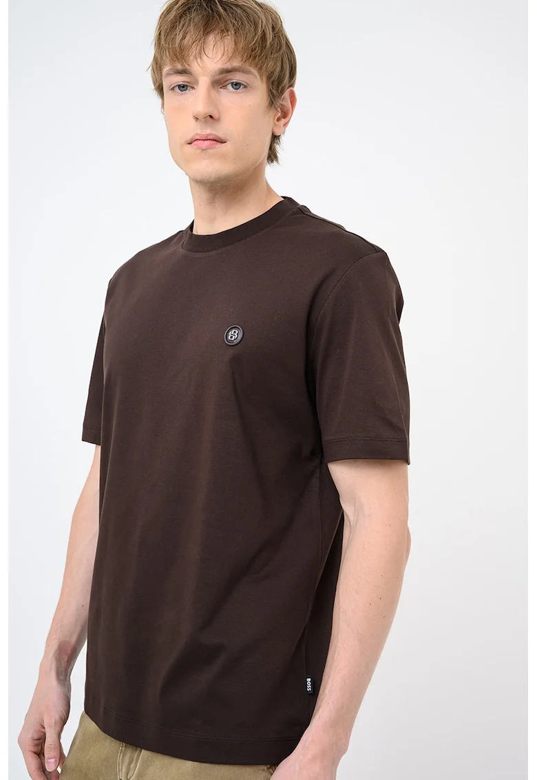 Tricou cu decolteu rotund Taut, Maro inchis