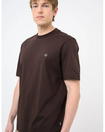 Tricou cu decolteu rotund Taut, Maro inchis