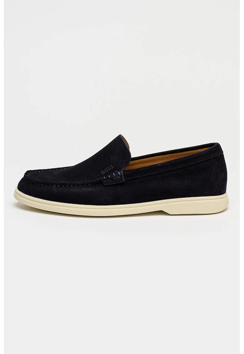 Pantofi loafer din piele intoarsa cu varf rotund Sienne, Albastru ultramarin