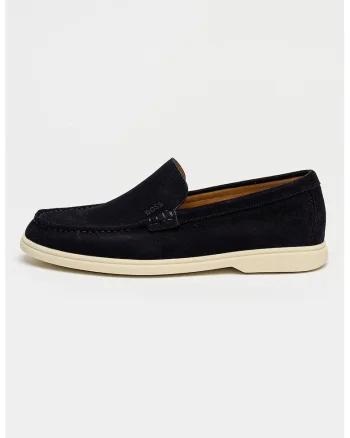 Pantofi loafer din piele intoarsa cu varf rotund Sienne, Albastru ultramarin