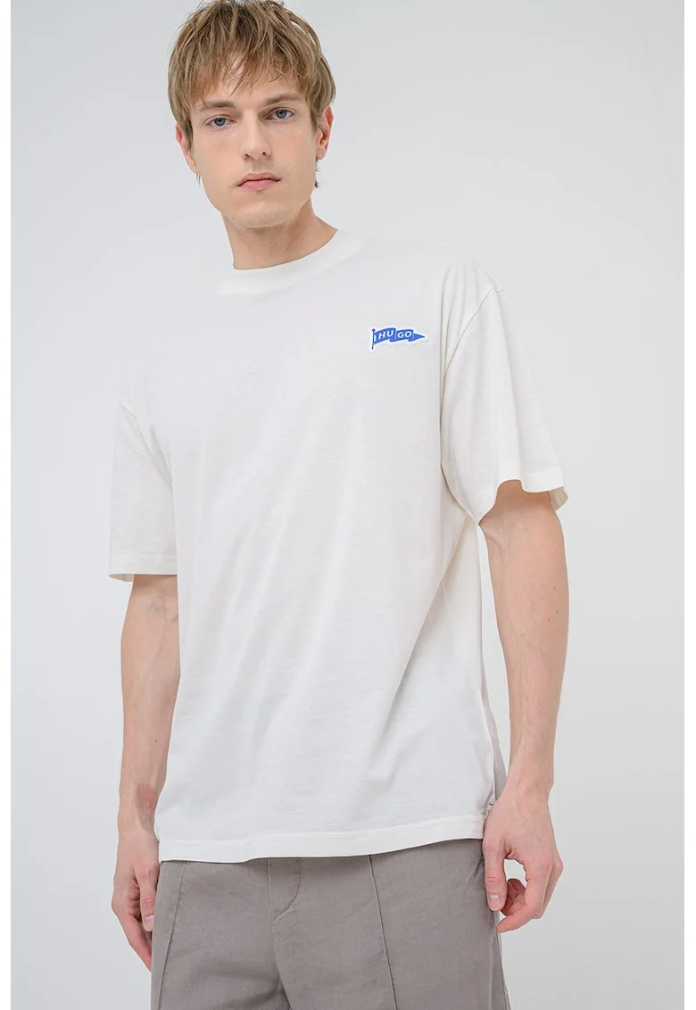 Tricou cu decolteu la baza gatului Nohalto, Alb fildes