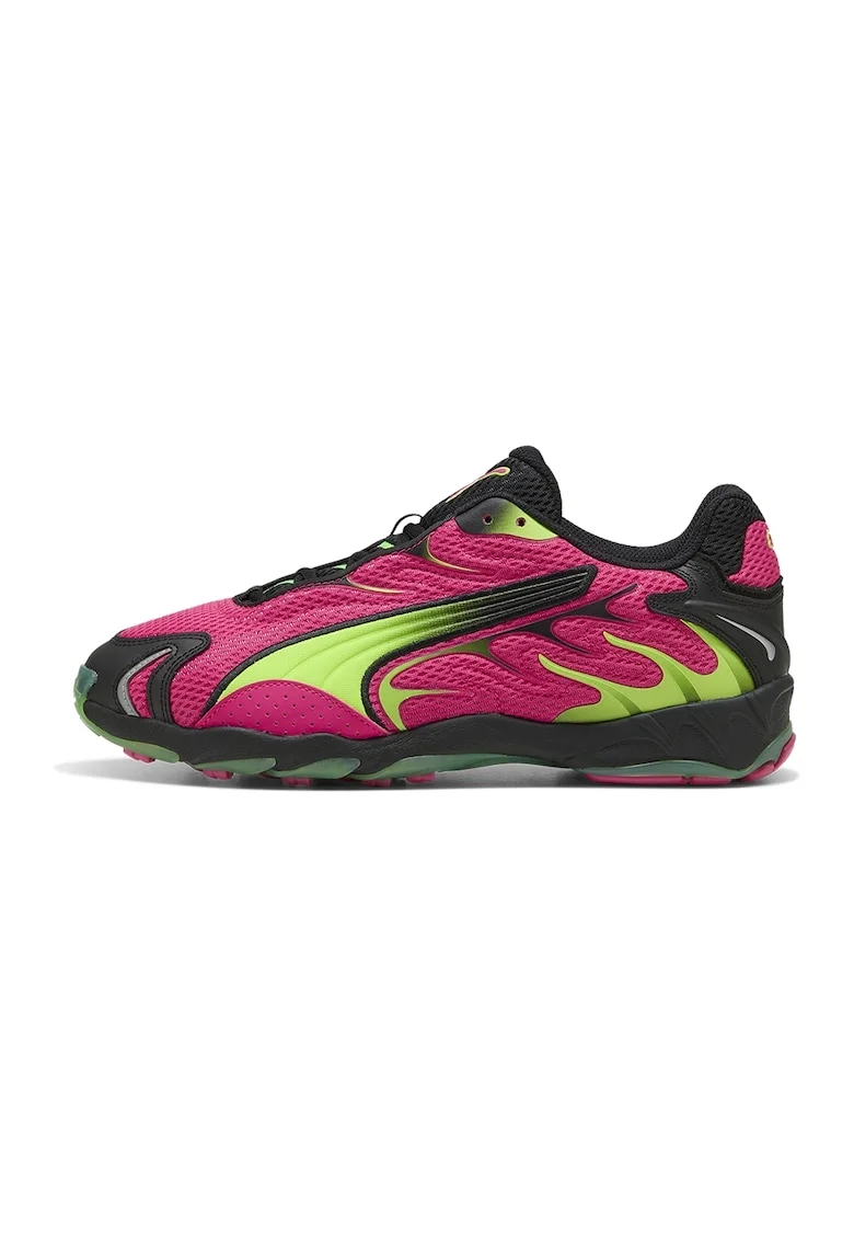 Pantofi sport Inhale cu garnituri sintetice, Negru/Verde electric/Roz