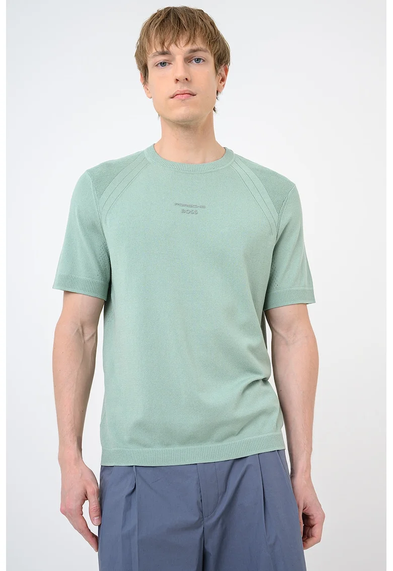 Pulover din amestec de matase cu maneci scurte Spirit70, Verde fistic