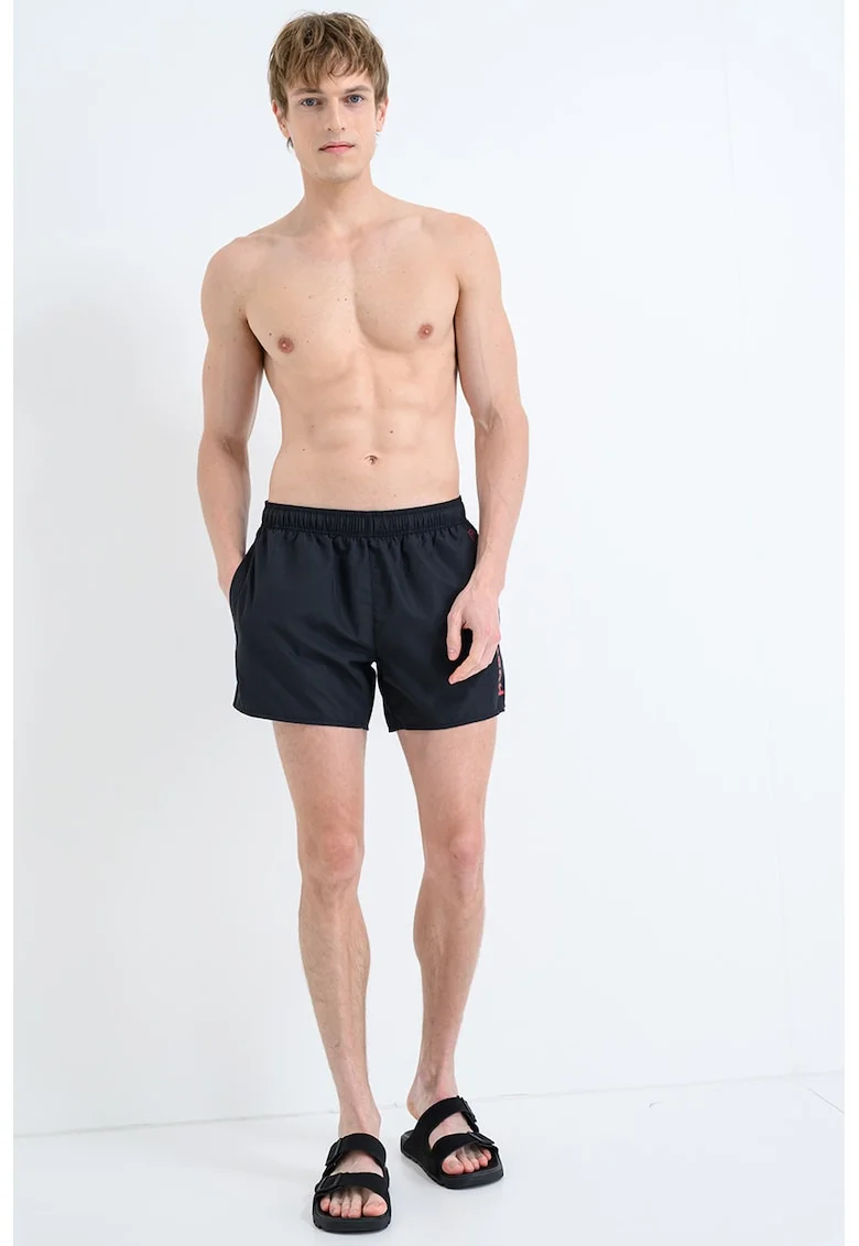 Pantaloni scurti de baie cu talie elastica, Negru